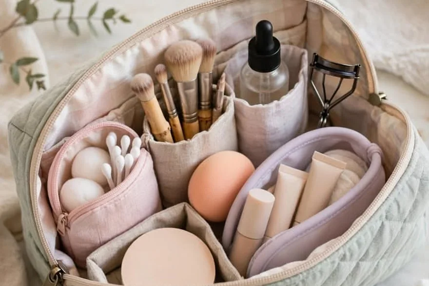 How to Clean a Leather Cosmetic Bag — Beauty bag material and construction detail